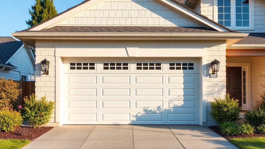 Energy-efficient insulated garage door on modern home showing premium construction quality